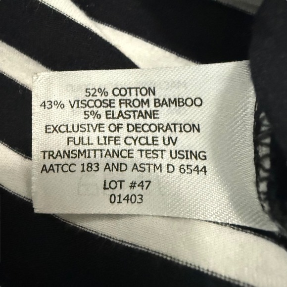 Coolibar Catalina Hoodie Cover-Up Dress Pockets Black White Stripe UPF 50 Size L - Picture 6 of 9